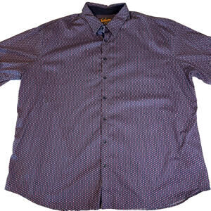 Johnny Bigg Men's Dress Shirt Geometric Pattern Blue Pink Long Sleeve Size 4XL